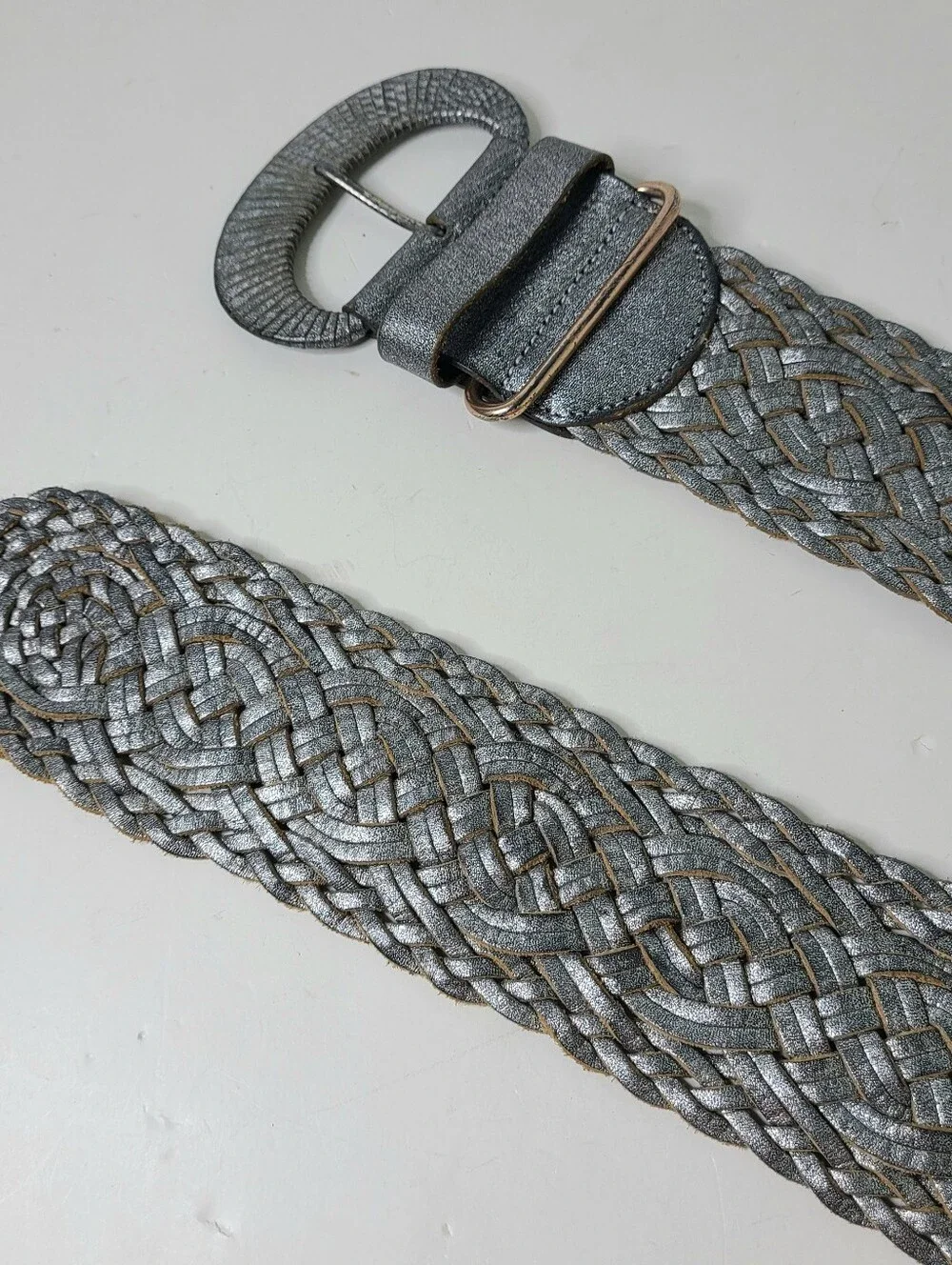 Linea Pelle Handmade Wide Oversized Braided Woven Genuine Leather Belt